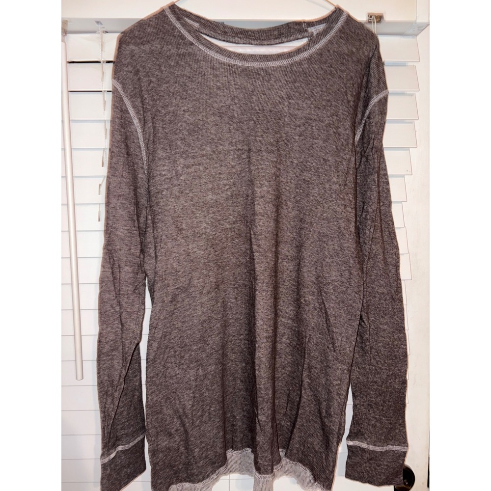 Reclaim Standard Fit Mens Thermal Knit Long Sleeve Shirt‎ Gray Size L.